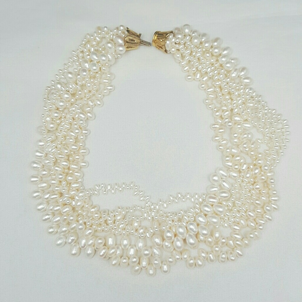 Vintage Multi Strand Genuine Pearl Necklace